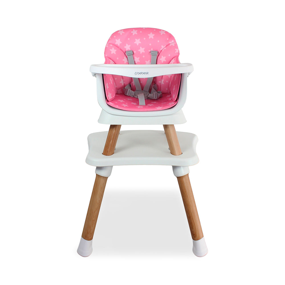 Silla Comedor Baby Elite Dinner Rosa 5 en 1 Premium