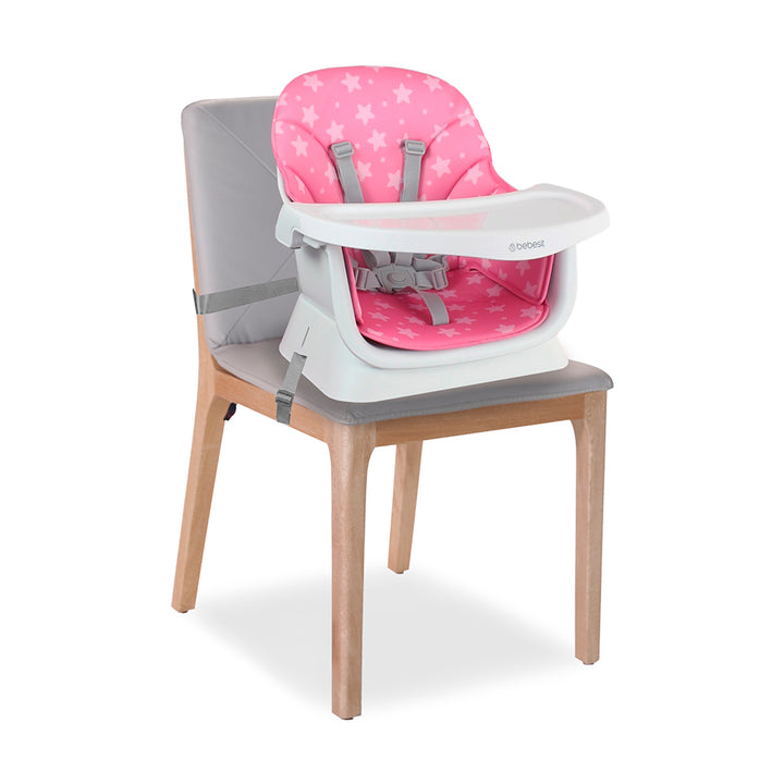Silla Comedor Baby Elite Dinner Rosa 5 en 1 Premium