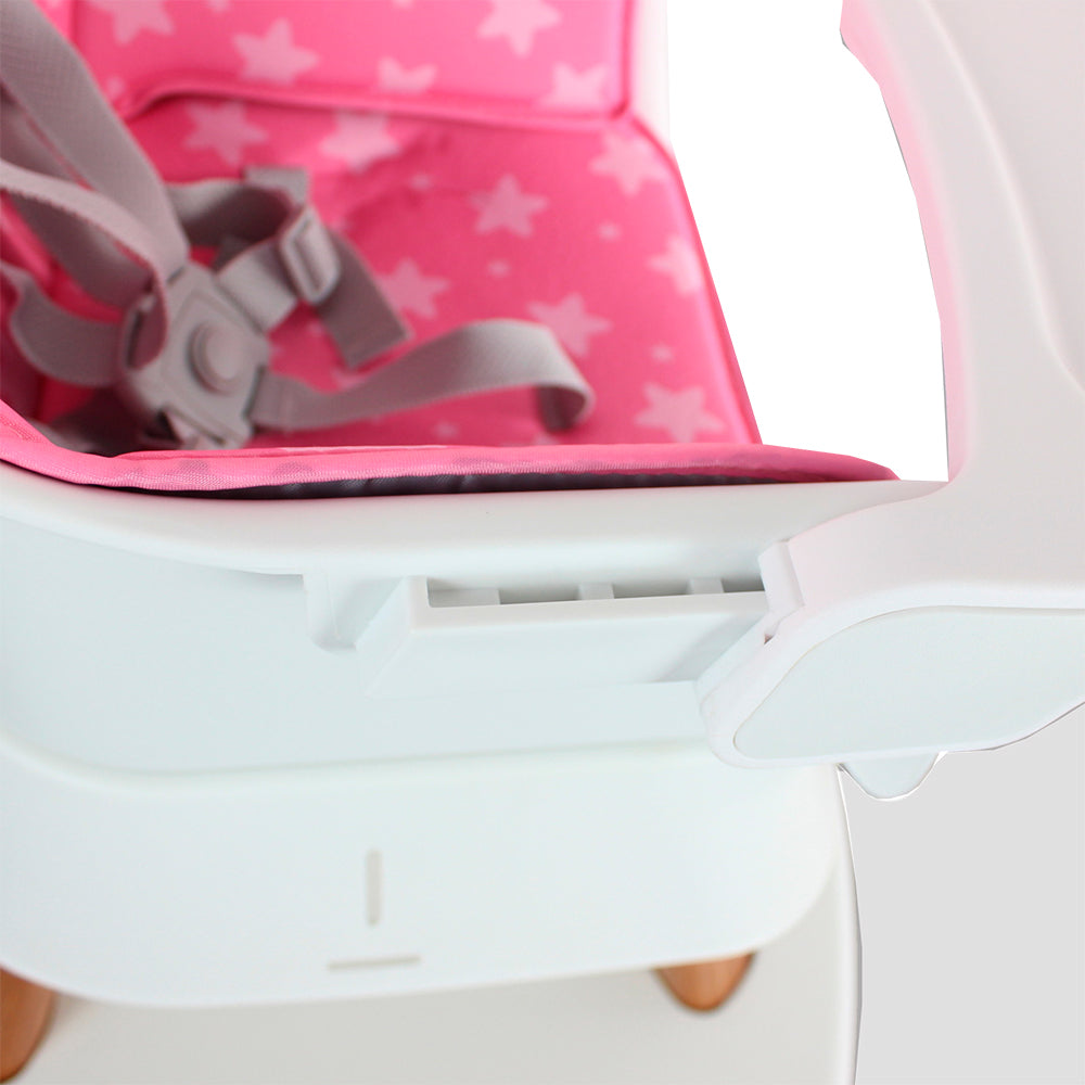 Silla Comedor Baby Elite Dinner Rosa 5 en 1 Premium