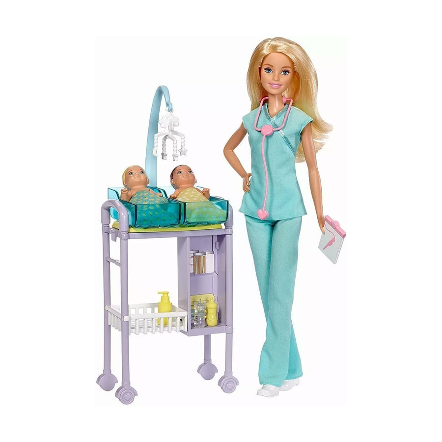 Muñeca Barbie Pediatra con bebés y accesorios médicos, ideal para juegos de rol y cuidado infantil