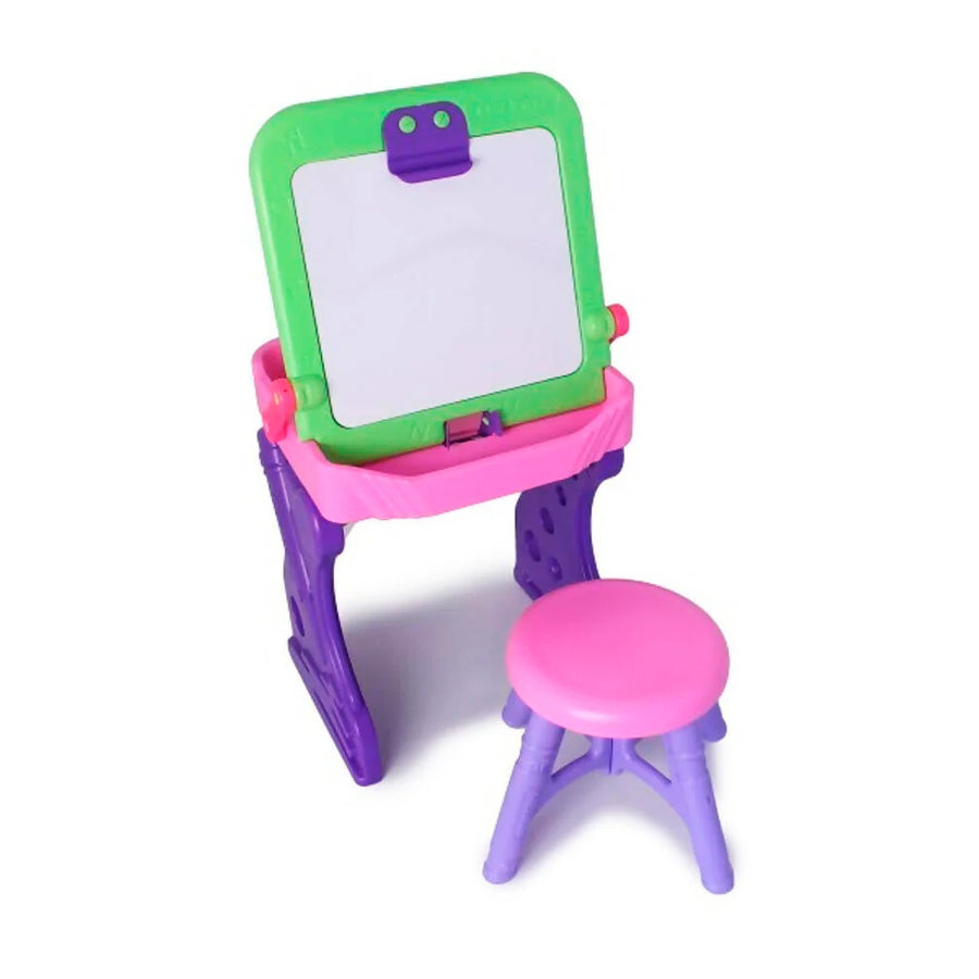 Escritorio pupitre para niña, marca Boy Toys. Ideal para dibujar, colorear y jugar. Colores ideales para niñas