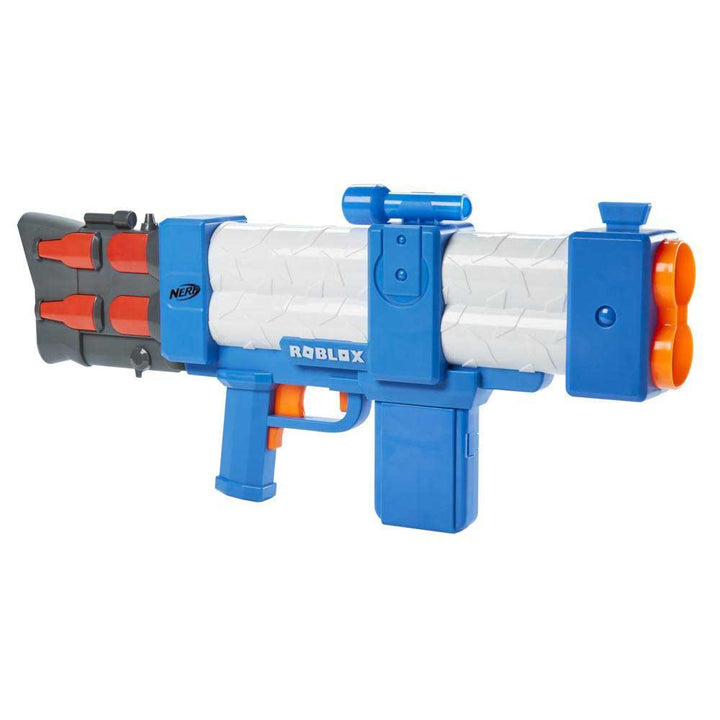Lanzador Nerf Roblox Arsenal con 10 dardos y clip extraíble, inspirado en el juego Roblox Arsenal.