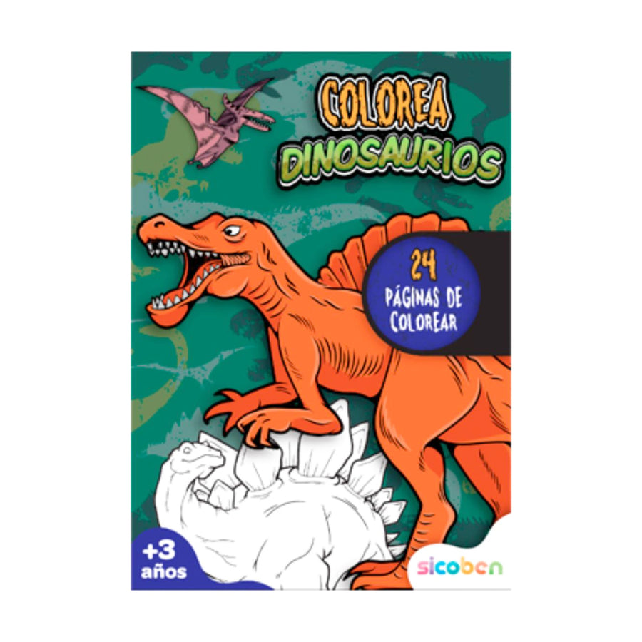 Libro de colorear con dinosaurios para niños, ideal para fomentar la creatividad y el aprendizaje.