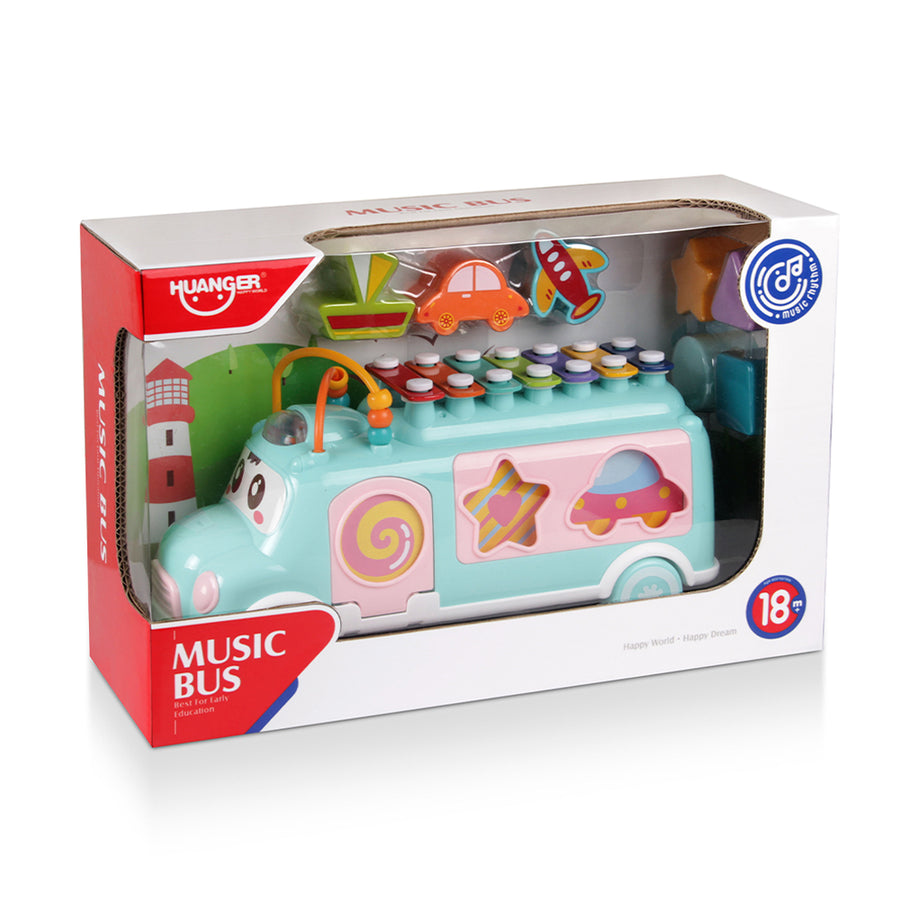 clasificador de formas para bebes, es un hermos bus para bebes y ademas es un xilofono. dodactico y musical