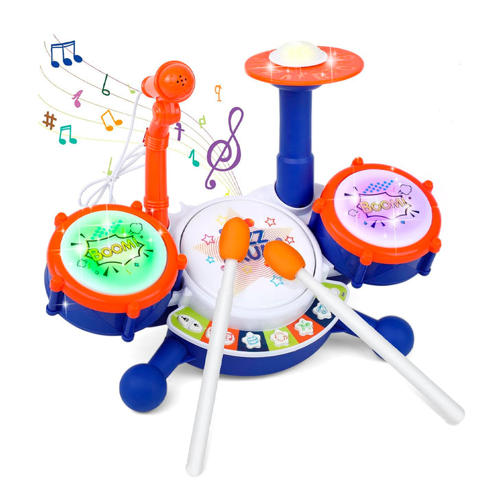 bateria funcional para bebes con leces y musica, instrumentos musicales para niños