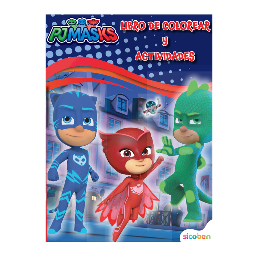 Libro de actividades PjMasks para niños, ideal para fomentar la creatividad y el juego.