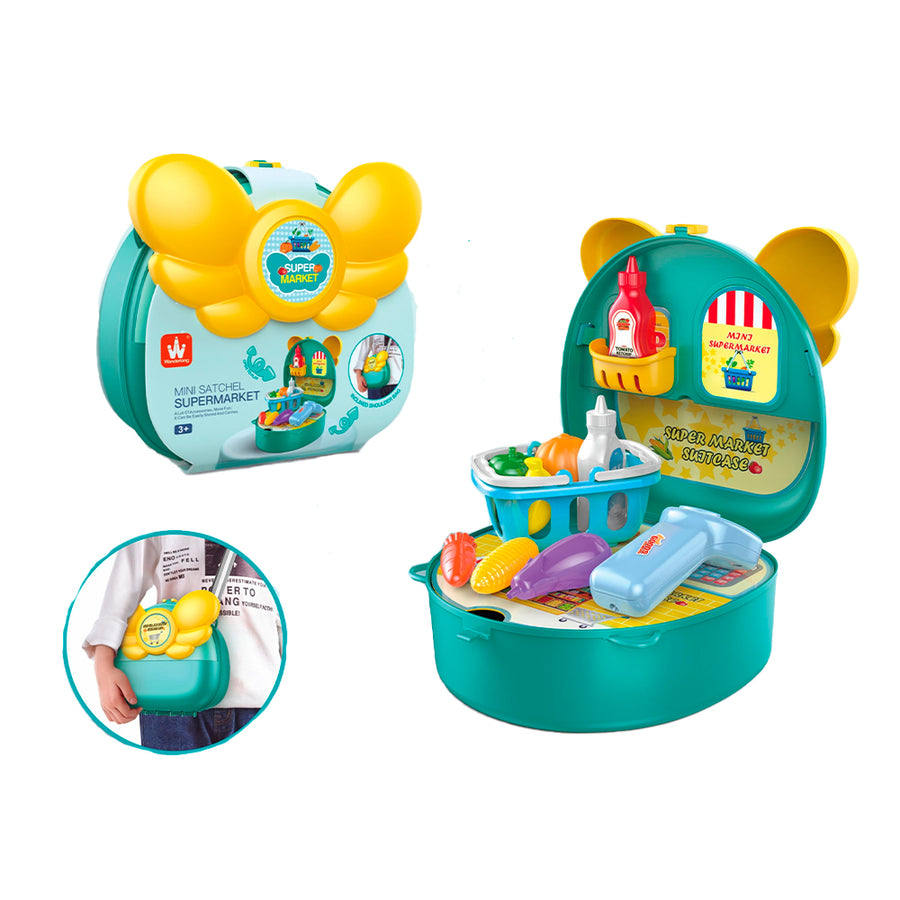 set para niños portatil, es un mini supermercado en maletica ideal para los amantes a los juegos de rol