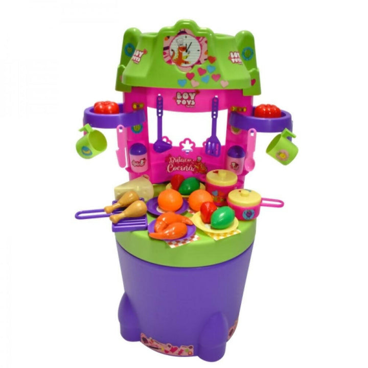 Colorido butaco cocina de juguete para niñas, ideal para juegos creativos